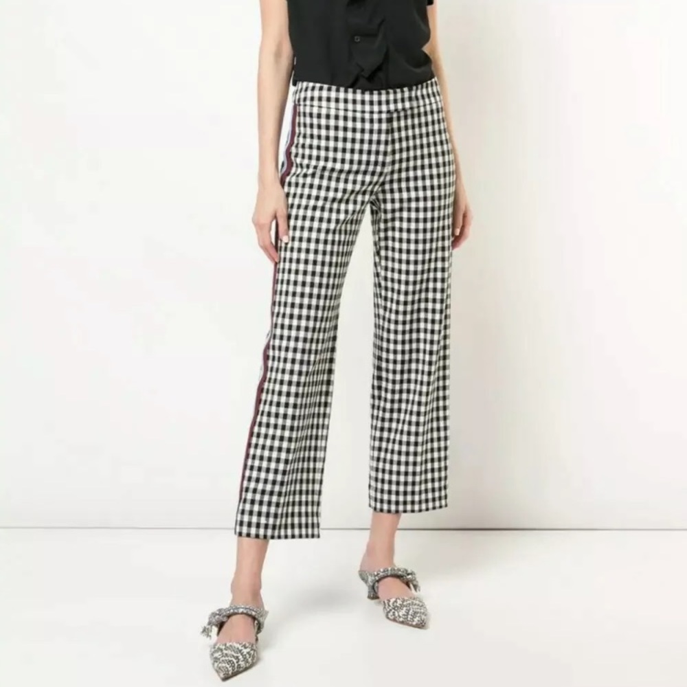 Derek Lam 10 Crosby checkered pants with stripes - Picture 1 of 4